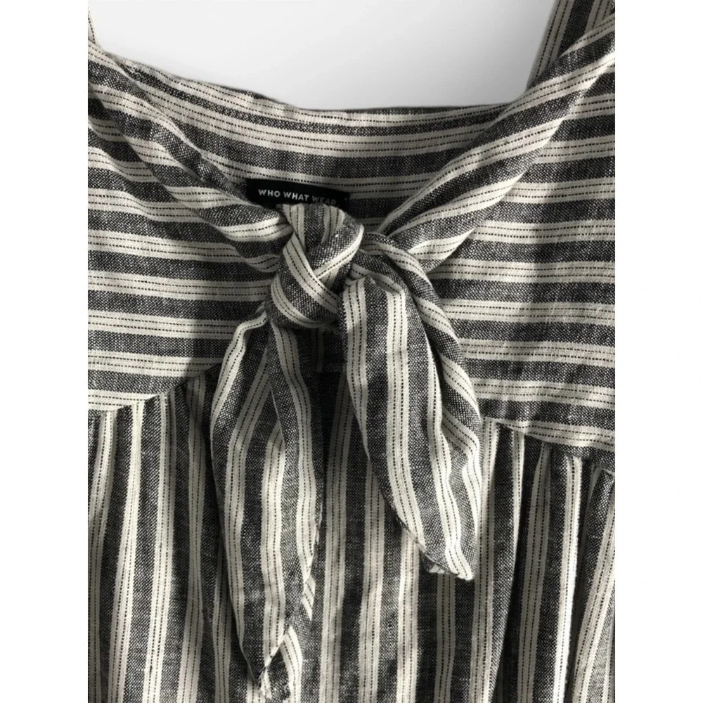 Who What Wear‎ Women Babydoll Striped Linen Blend Midi Dress Size XXL Pockets - Picture 16 of 16